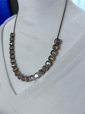 Stella and Dot Women's Pink Crystal Station Necklace